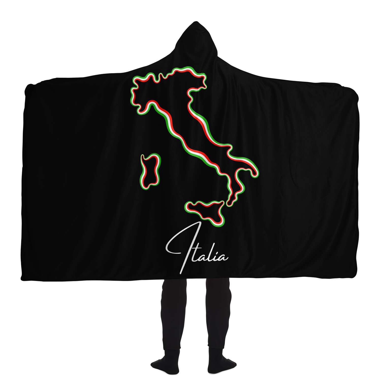Italia Flag Map Hooded Blanket