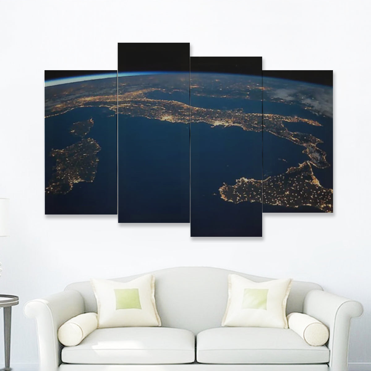 Italy Satellite View Four-Panels Framed Mural
