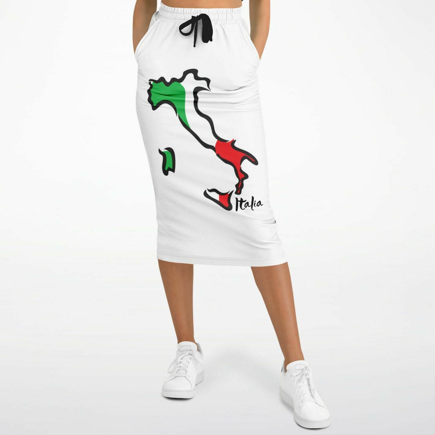 Italia Flag Map Athletic Long Pocket Skirt