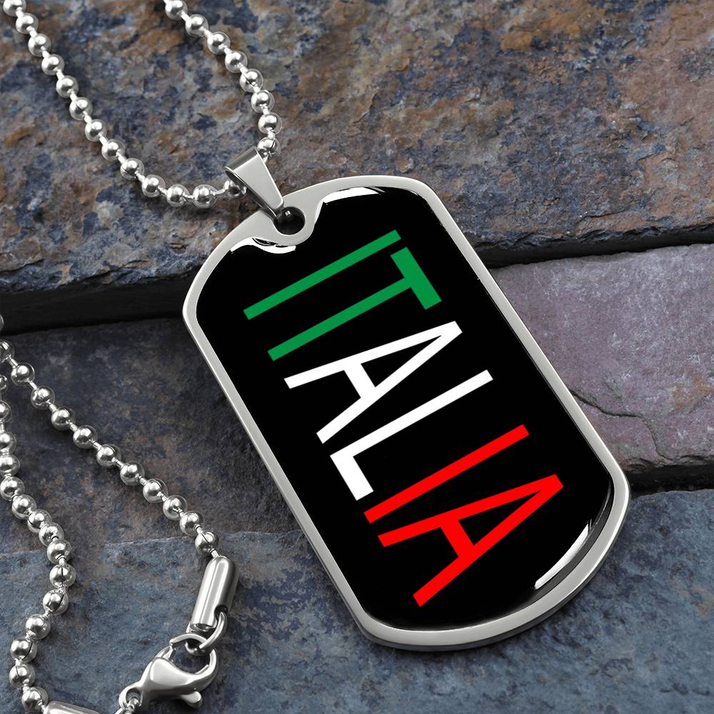 Italia Dog Tag Necklace With Military Ball Chain
