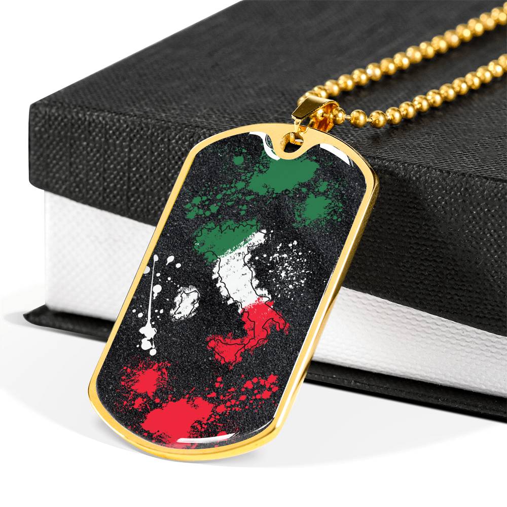Italy Flag Map Paint Art Dog-Tag Necklace