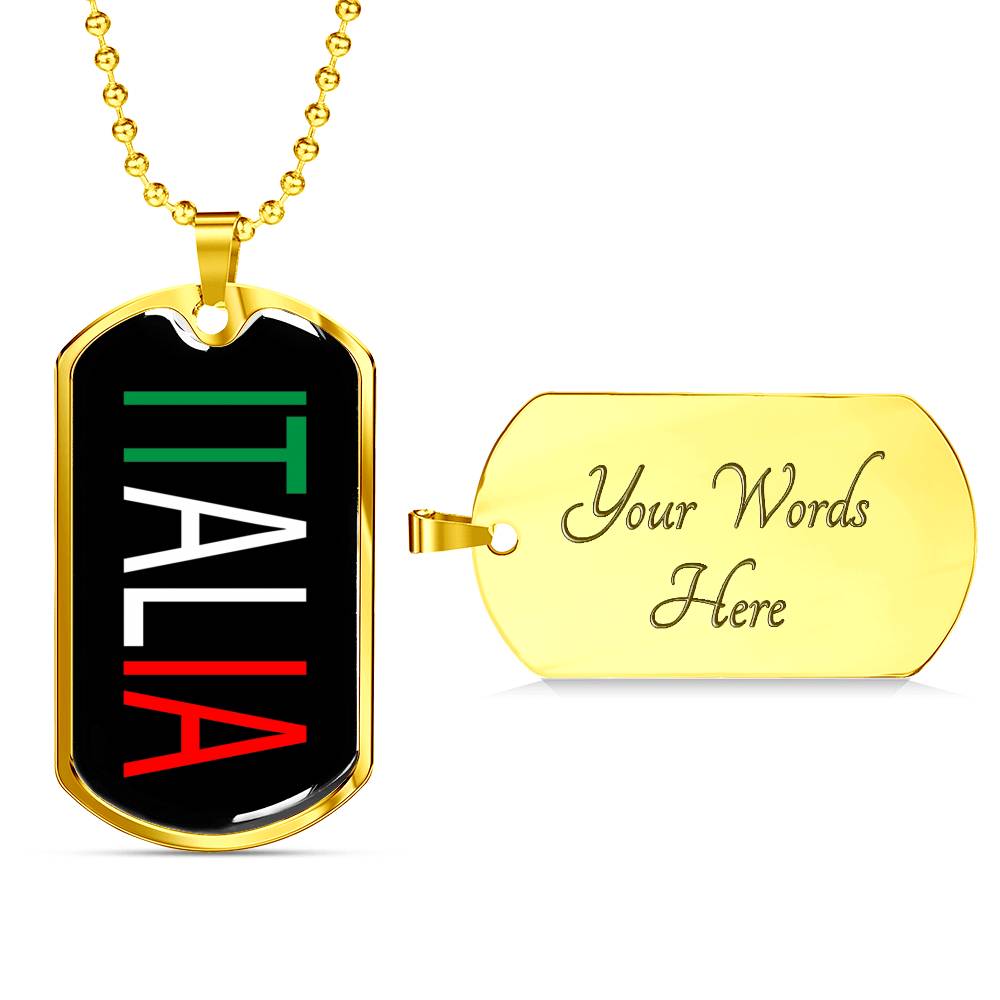 Italia Dog Tag Necklace With Military Ball Chain