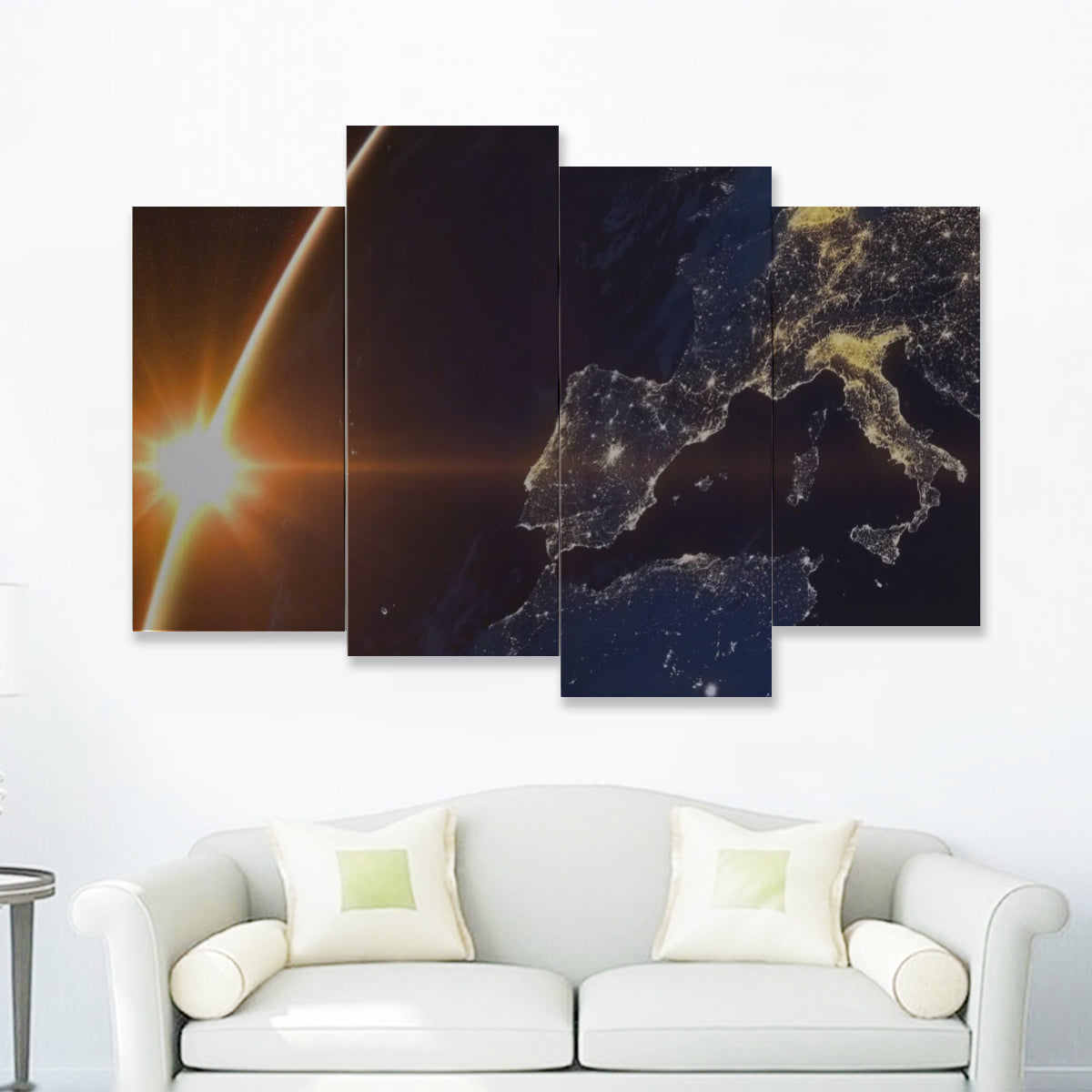 Italy From Space Four-Panels Framed Mural