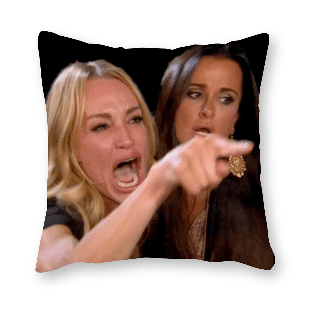 Woman Yelling At Cat Single-Sided Print Canvas Pillowcase Set of 2