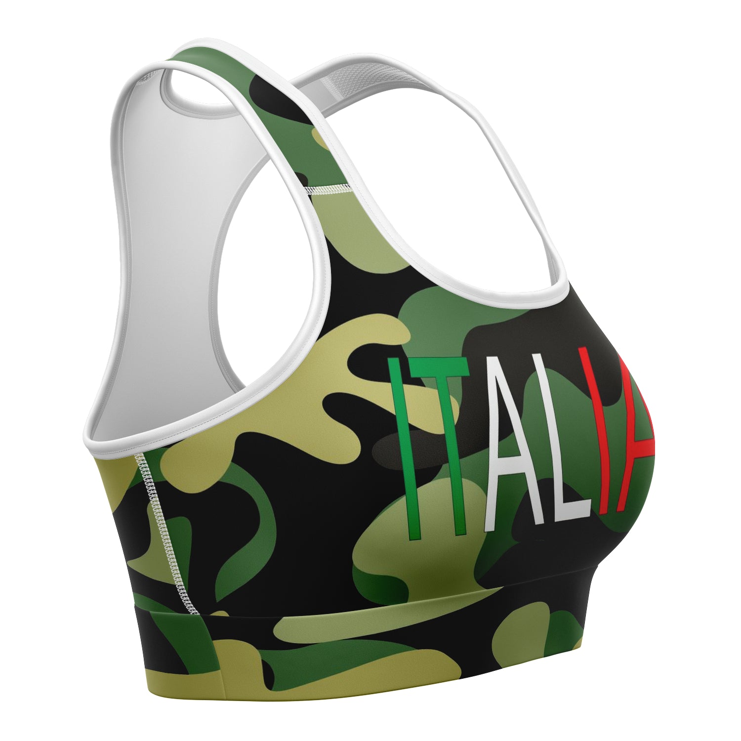 Italia Green Camo Sports Bra