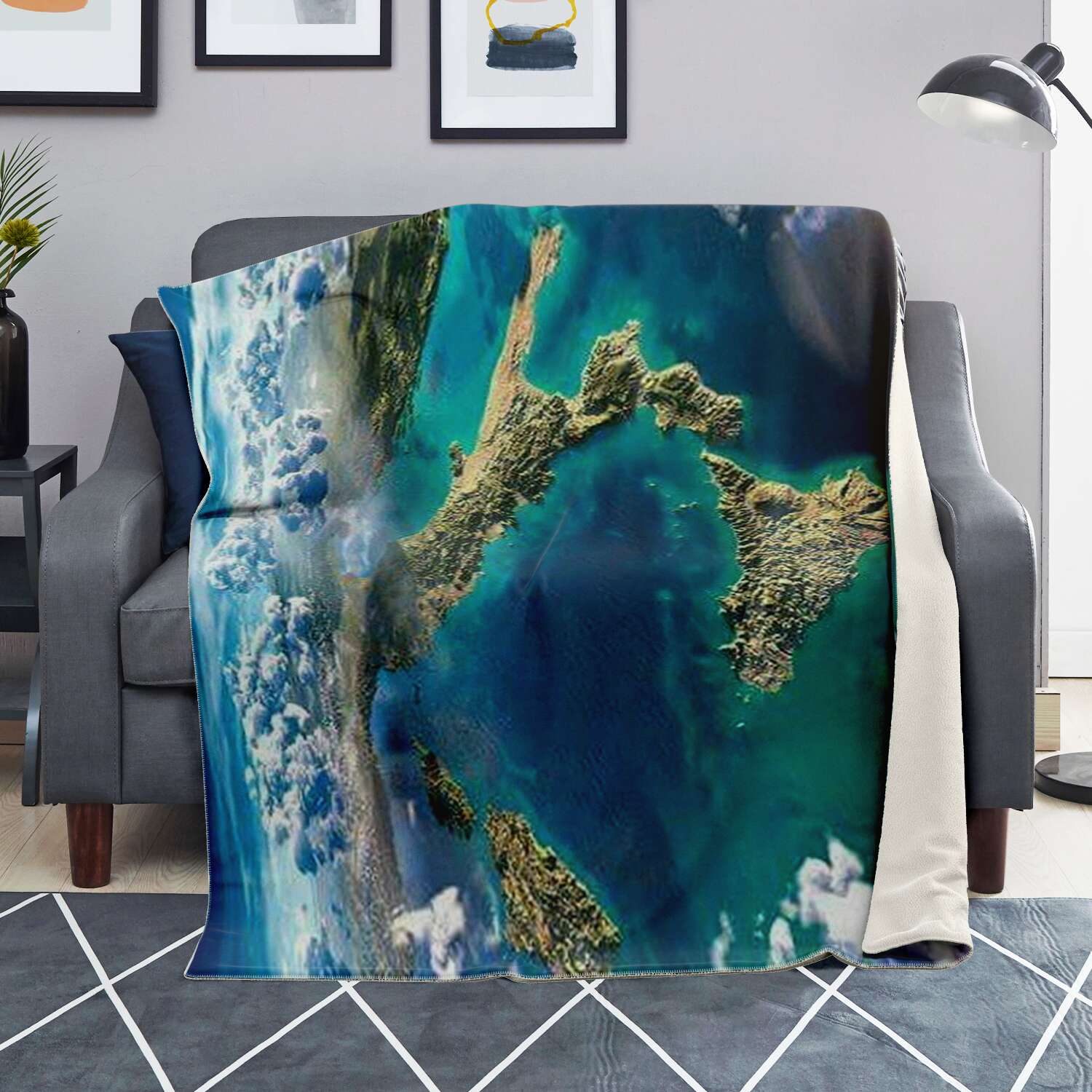 Italy Satellite View Premium Microfleece Blanket