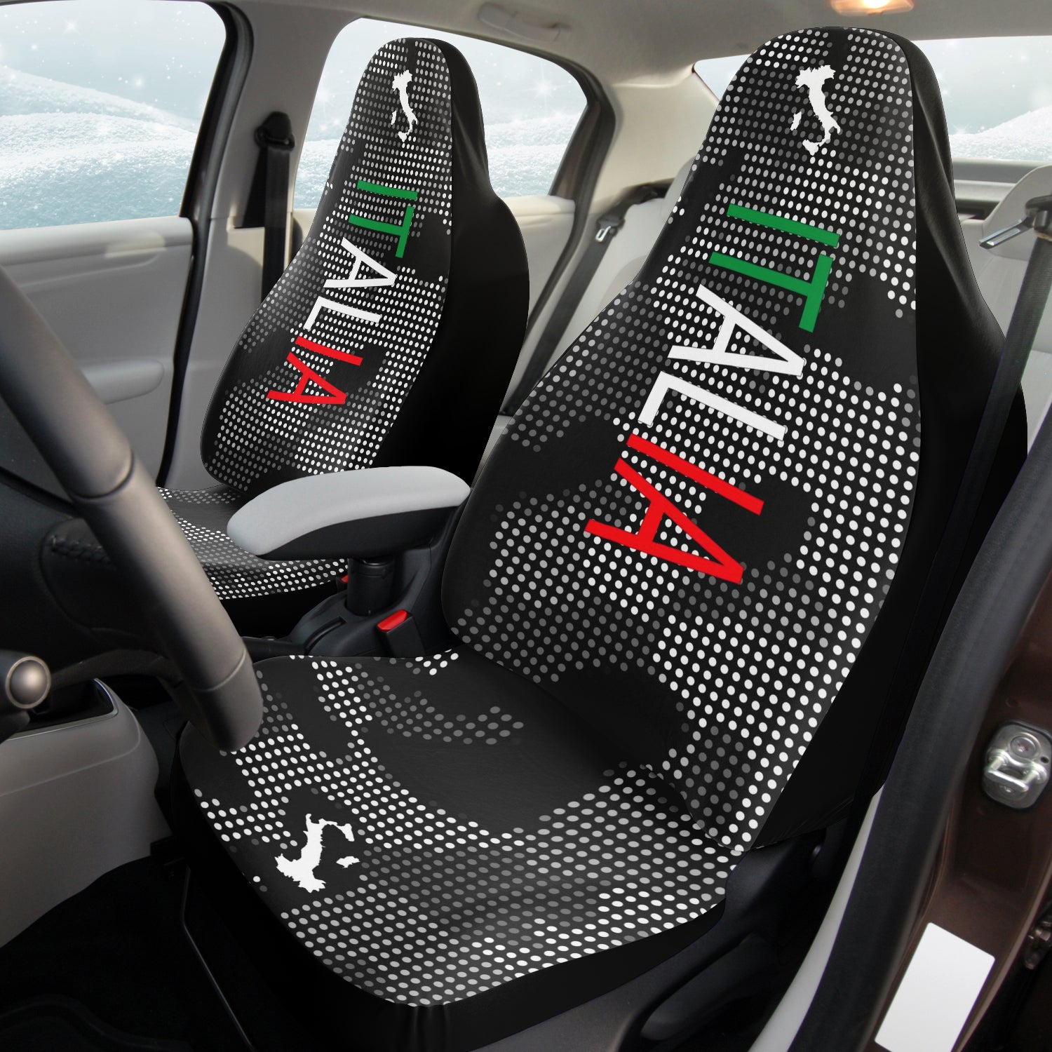 Italia Carbon Grey Car Seat Covers (Set Of 2)