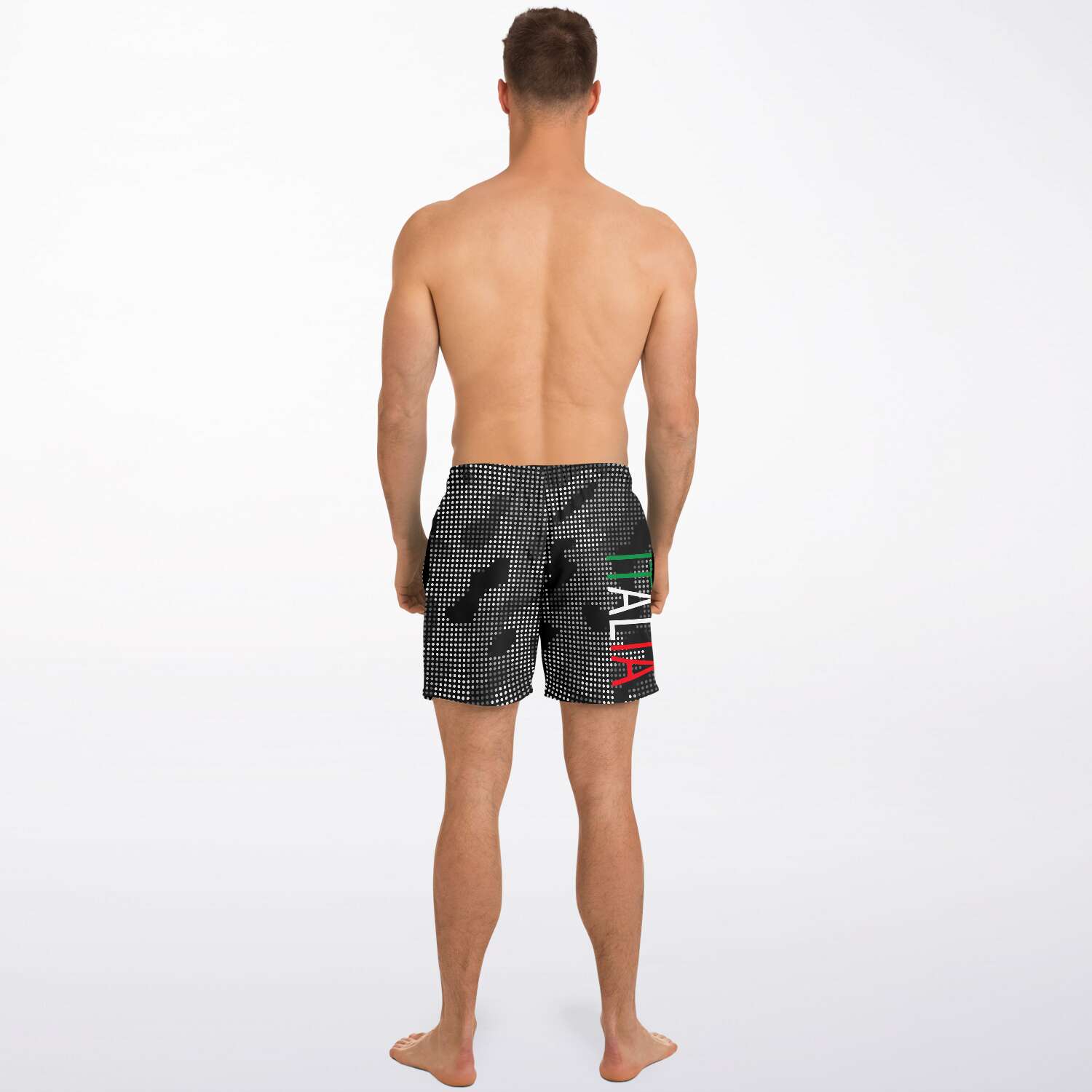 Italia Flag Map Carbon Fiber Camo Swim Trunks Men