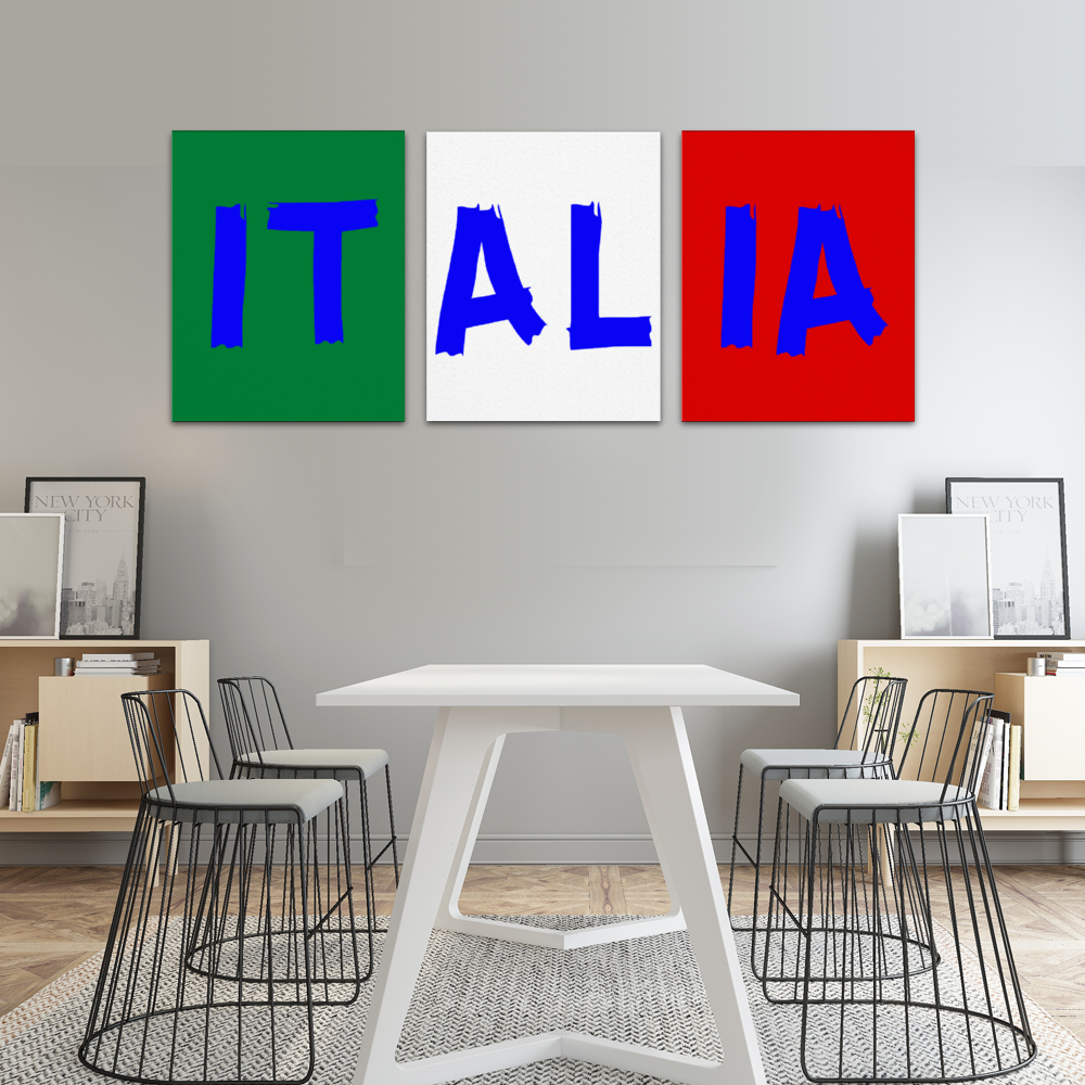 Italia Assembled Frameless 3 pcs 16" x 20" Canvas Print Wall Art 3-Pieces/Set With Wooden Frames