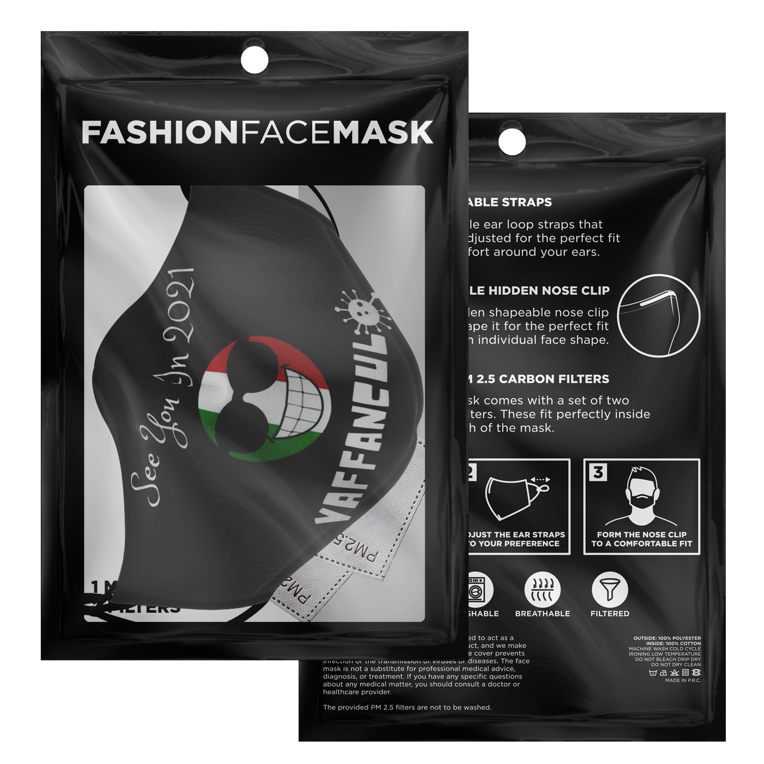 See You In 2021 Vaffanculo Face Mask + 2 PM 2.5 Filters