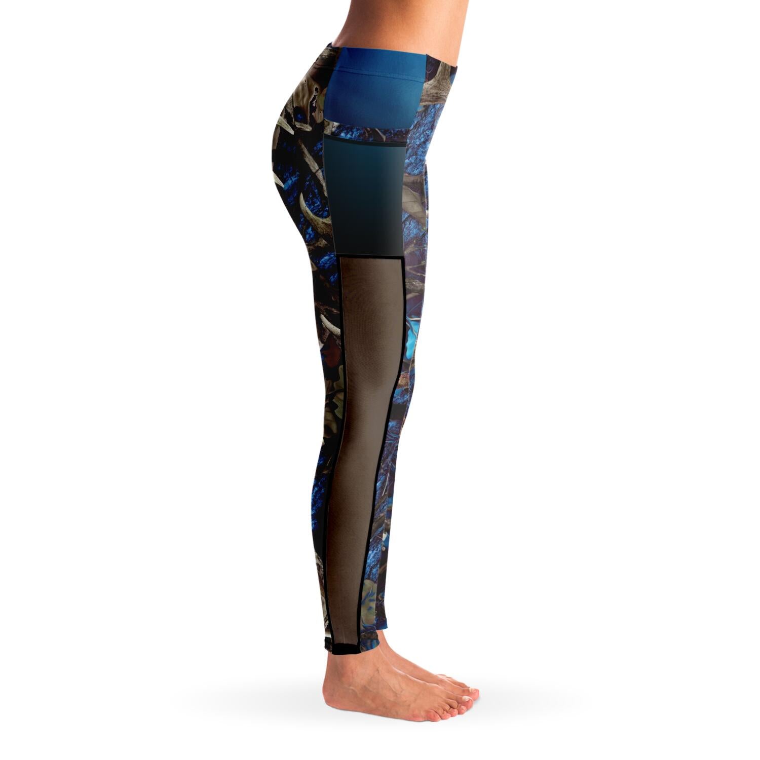 Blu Camo Mesh Pocket Leggings