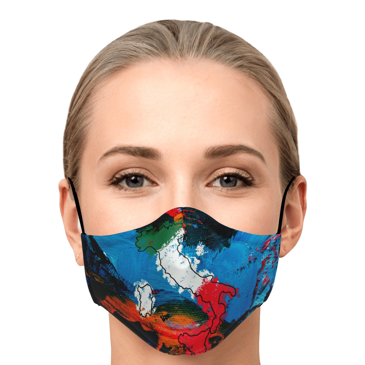 Italy Flag Map Paint Face Mask + 2 PM 2.5 Filters