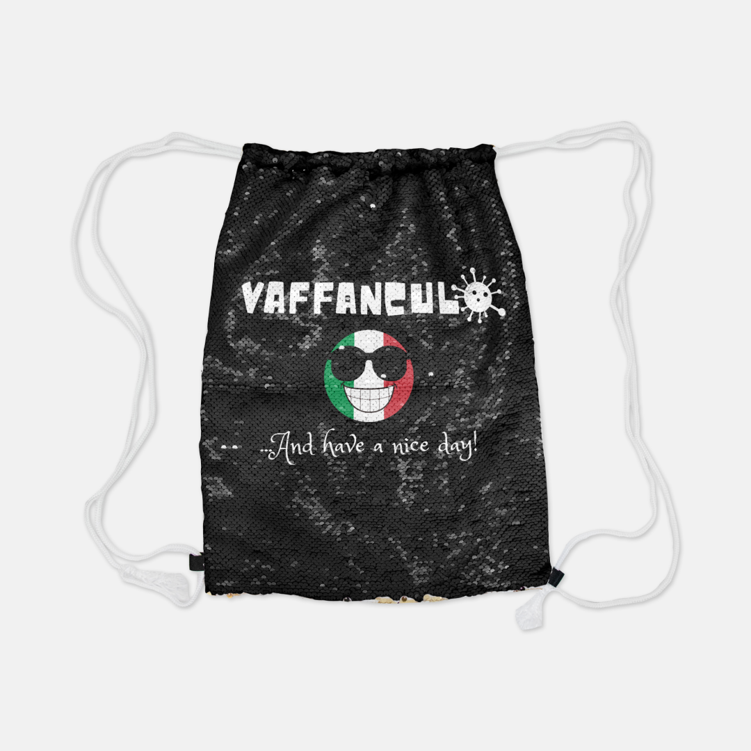 Vaffanculo And Have A Nice Day Sequin Reversible Drawstring Backpack