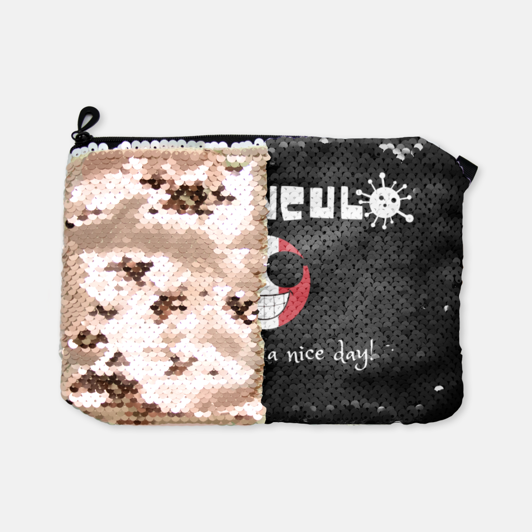 Vaffanculo And Have A Nice Day Sequin Reversible Cosmetic Bag