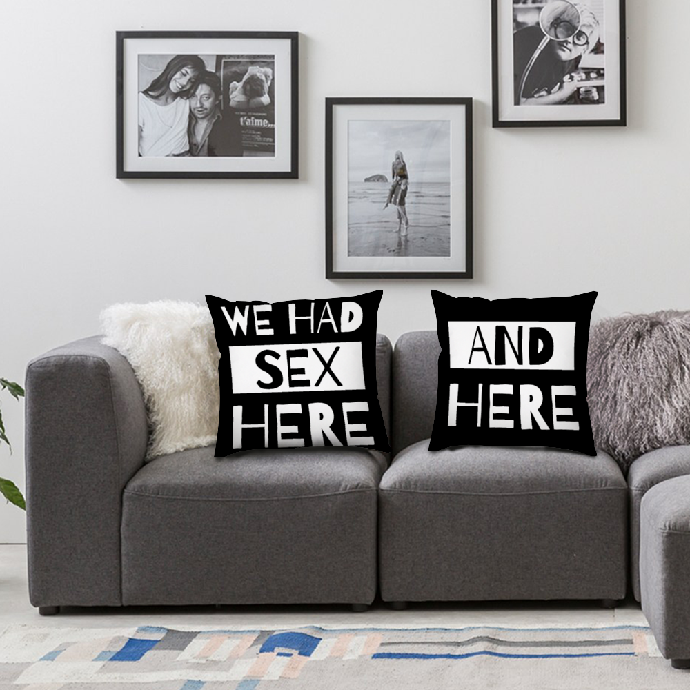 We Had Sex Here And Here Polyster-Cotton Throw Pillow Coveras Set of 2