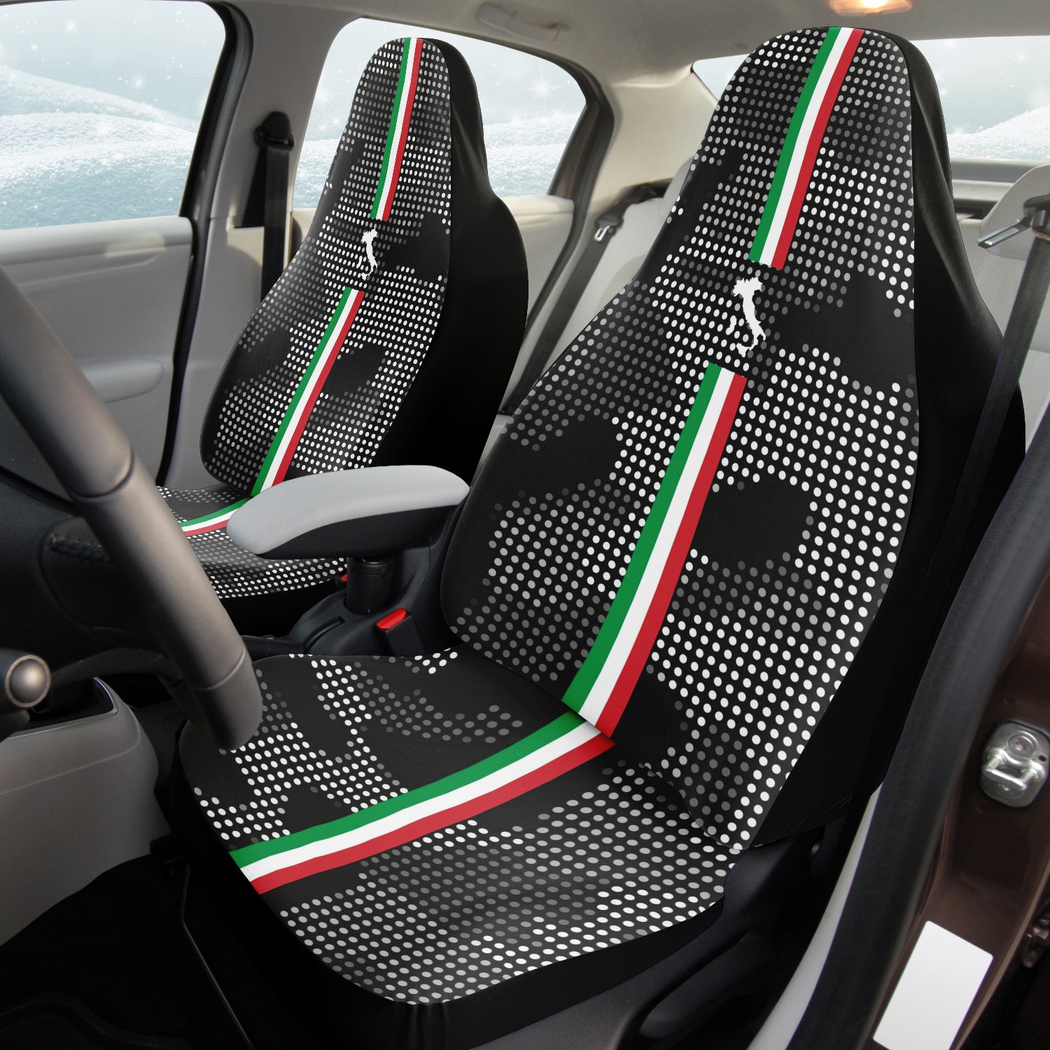 Italia Carbon Grey Car Seat Covers (Set Of 2)