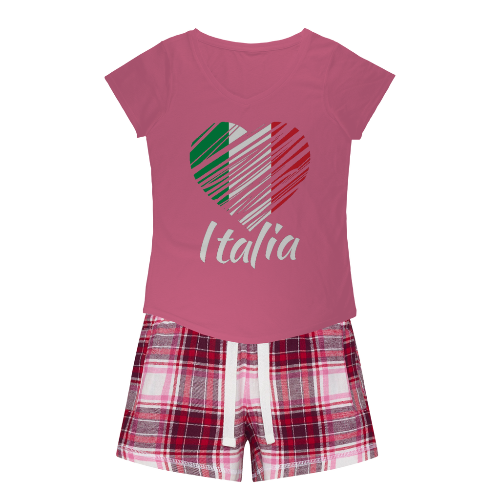 I Love Italy Girls Sleepy Tee and Flannel Short