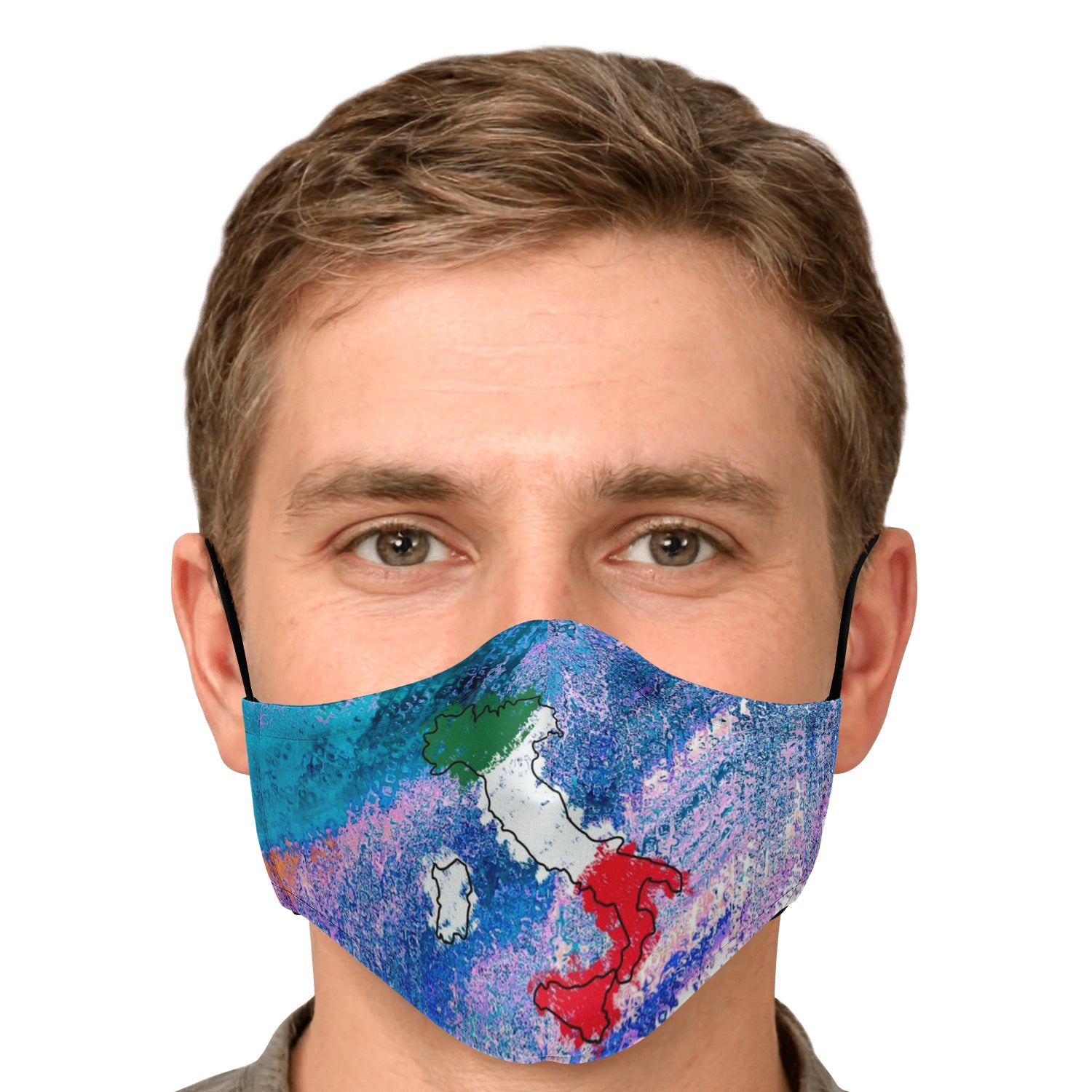 Italy Flag Map Paint Colors Face Mask + 2 PM 2.5 Filters