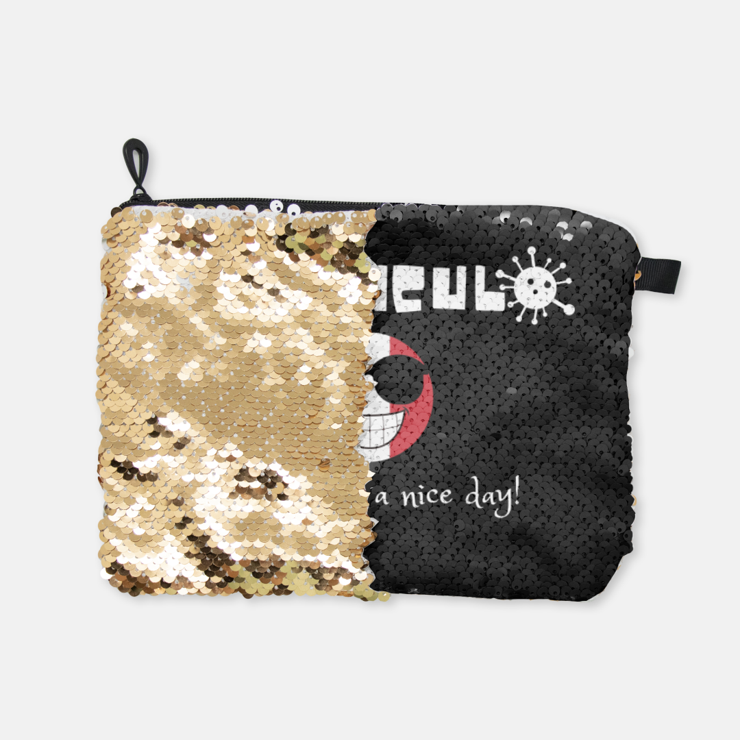 Vaffanculo And Have A Nice Day Sequin Reversible Cosmetic Bag