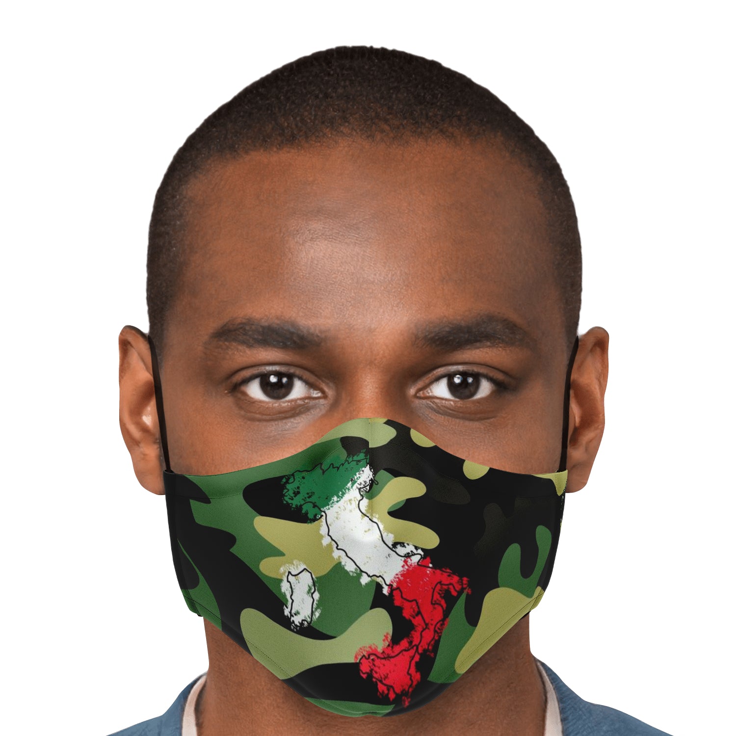 Italy Flag Map Paint Green Camo Face Mask + 2 PM 2.5 Filters