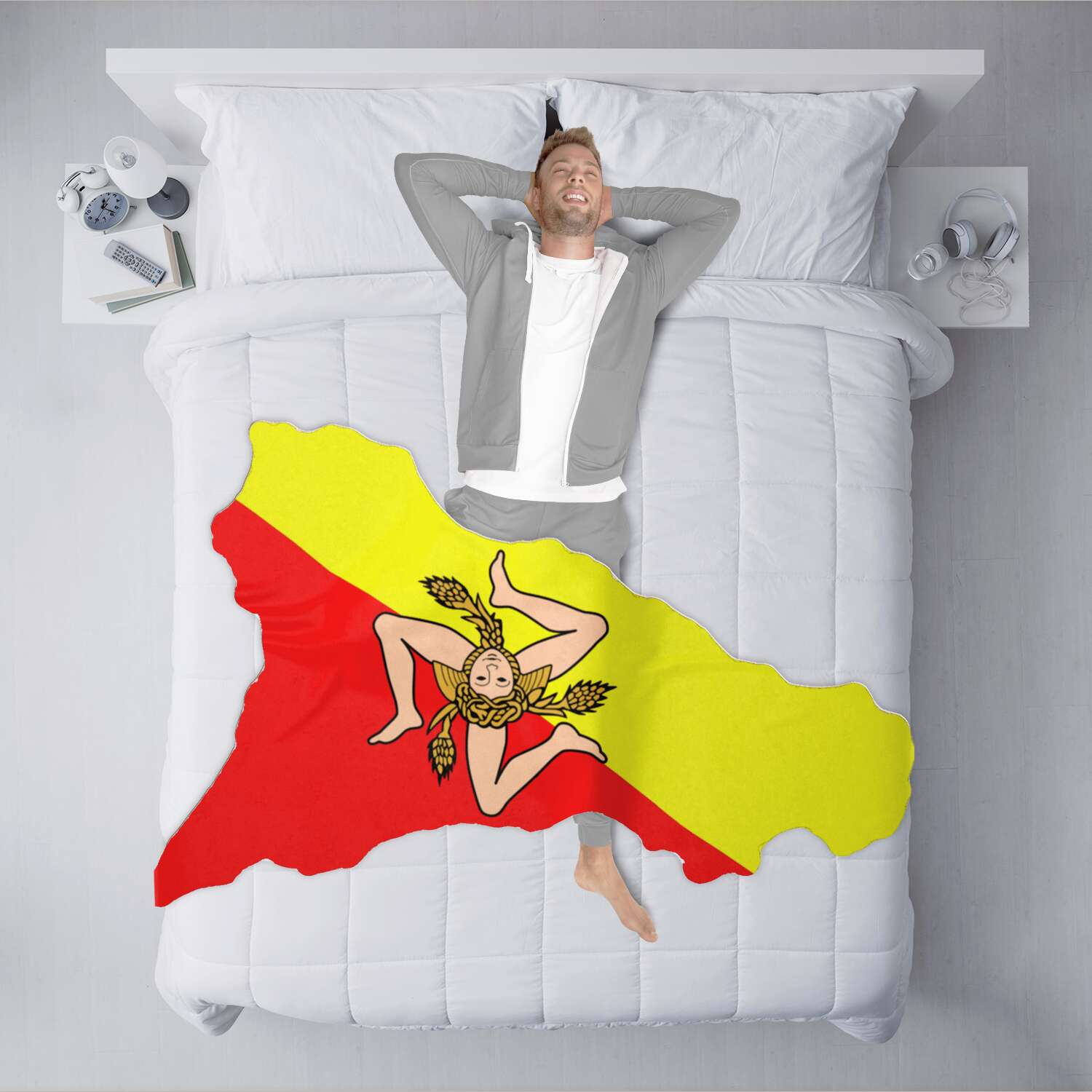 Sicilian Flag Map Free Form Microfiber Fleece Blanket