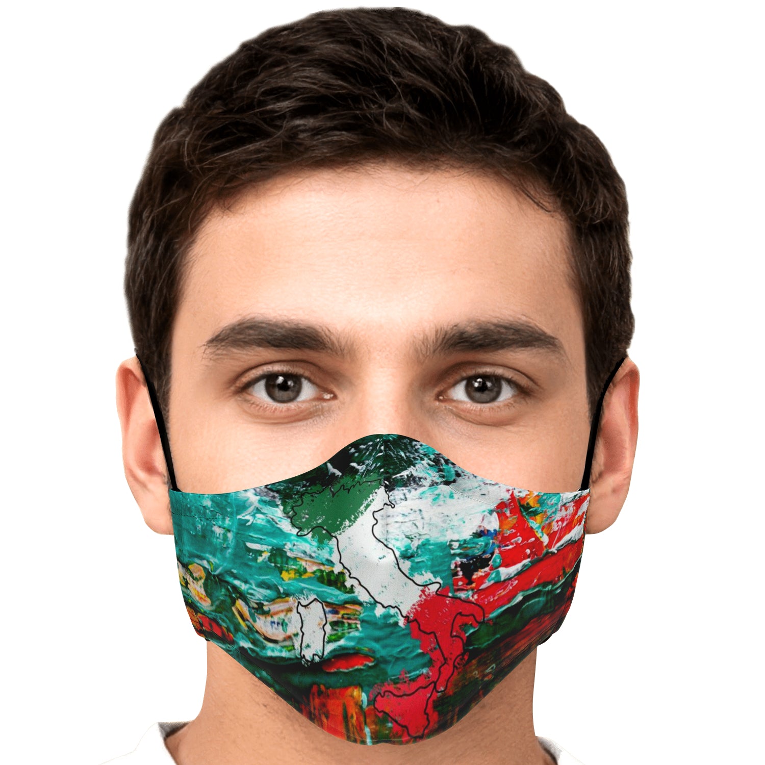 Italy Flag Map Paint Face Mask + 2 PM 2.5 Filters