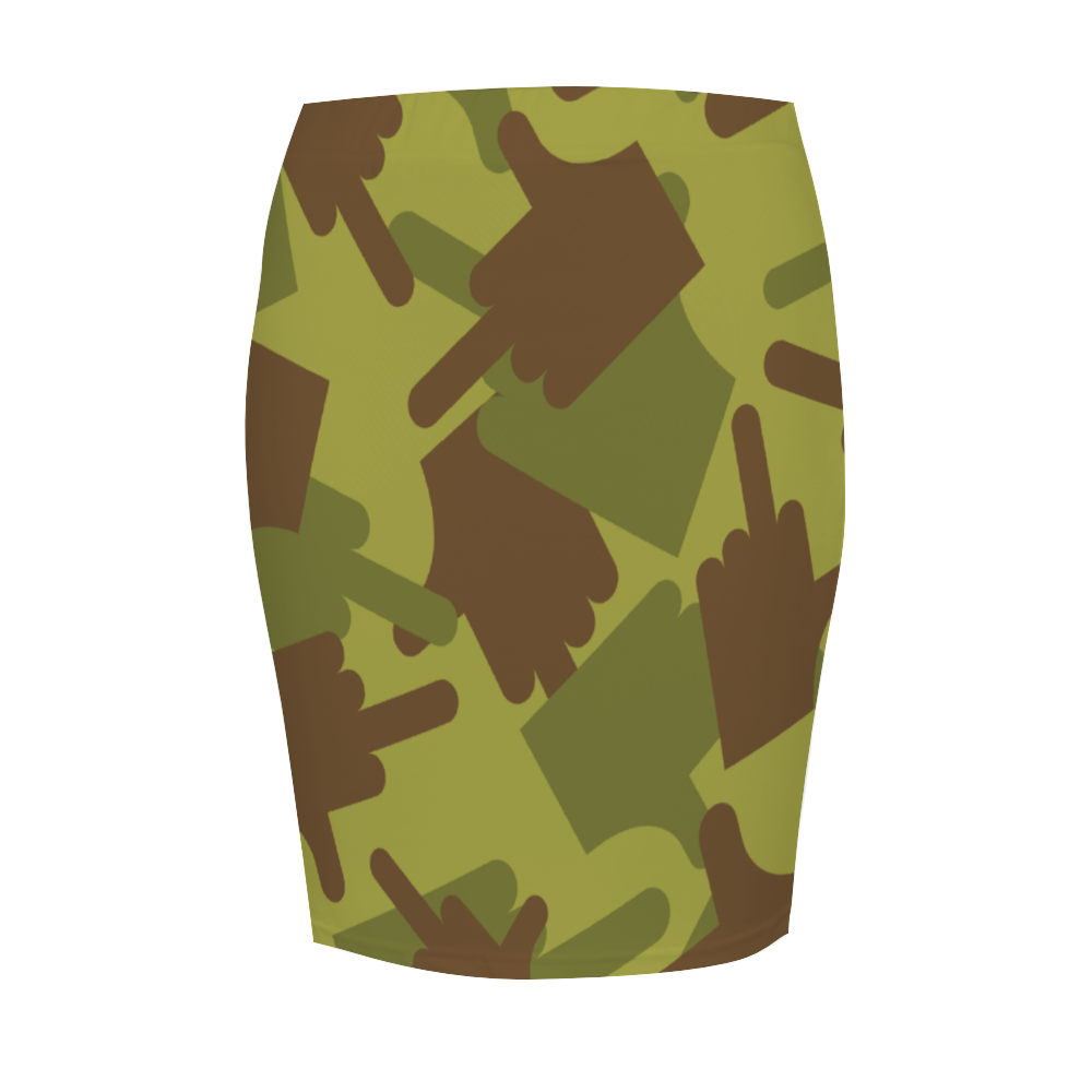 Fuck You Green Camo Women's Elasticated Waist Sheath Skirt