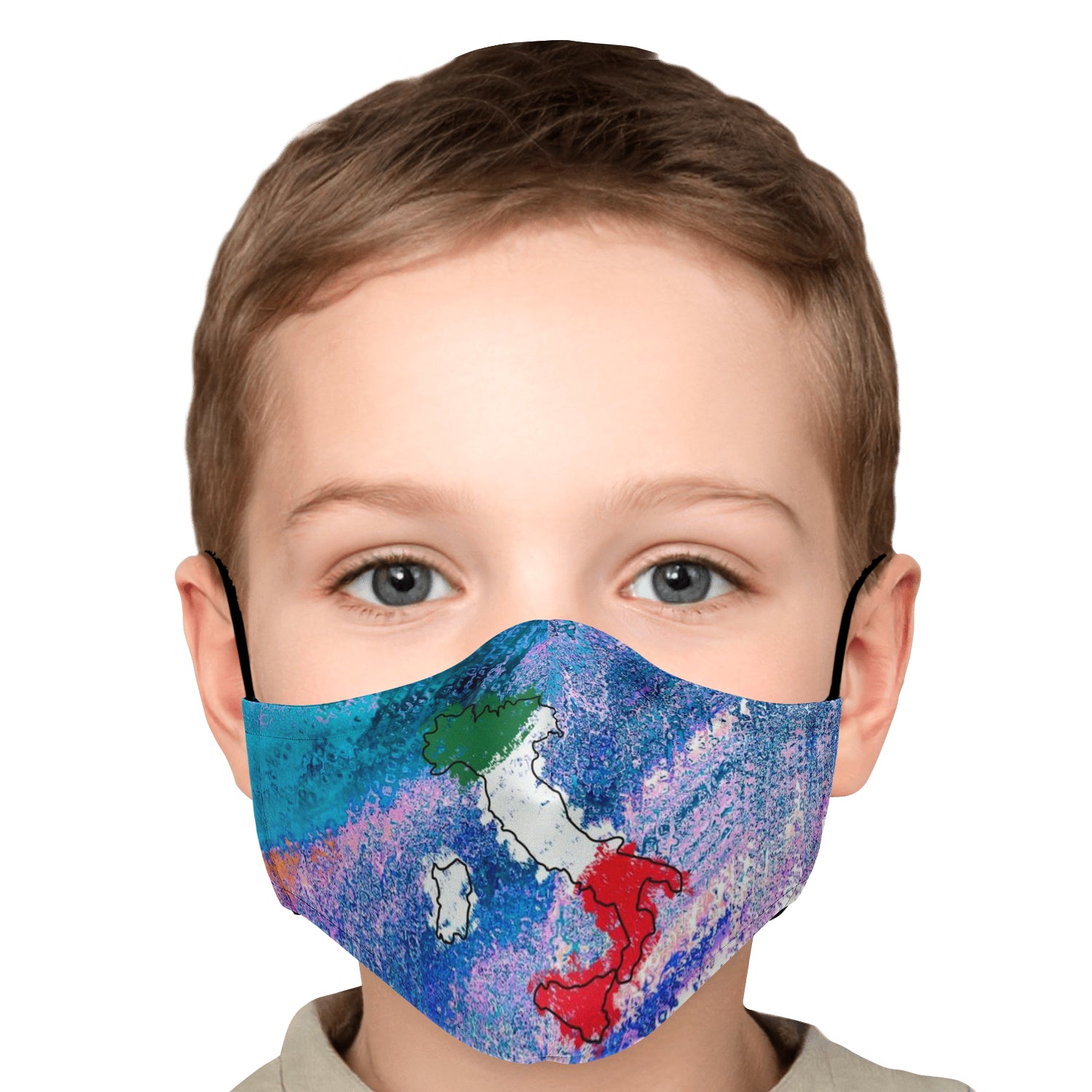 Italy Flag Map Paint Colors Face Mask + 2 PM 2.5 Filters