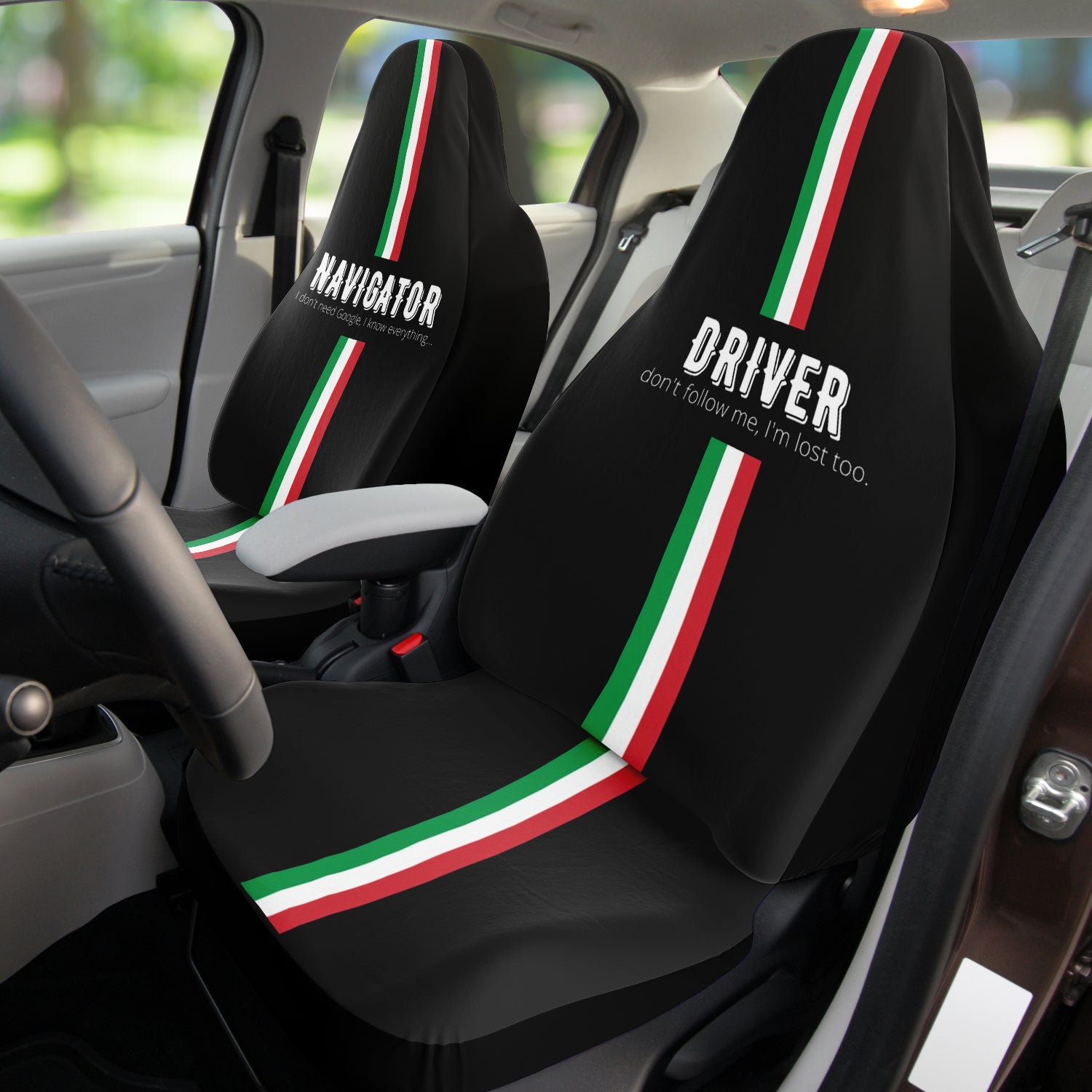 Funny Italia Driver/Navigator Car Seat Covers (Set of 2)