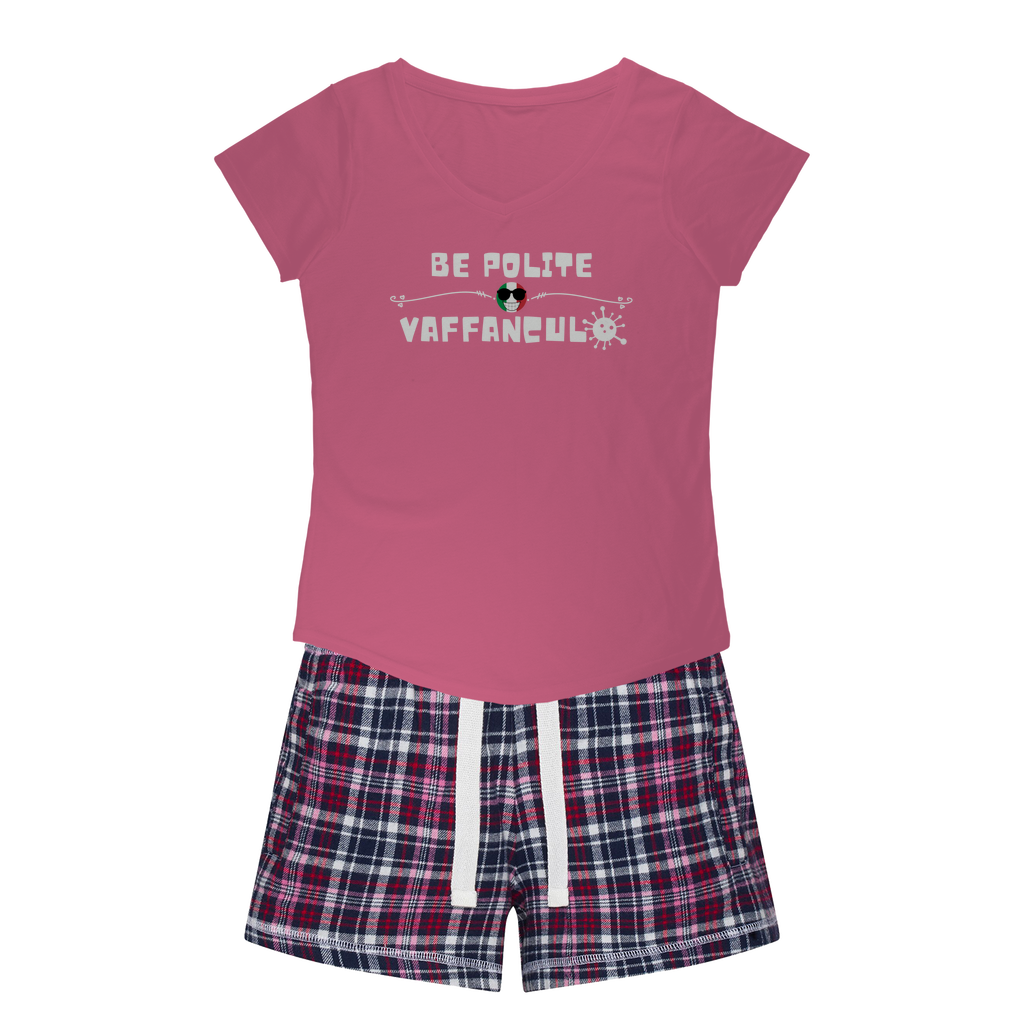 Be Polite Vaffanculo Girls Sleepy Tee And Flannel Short