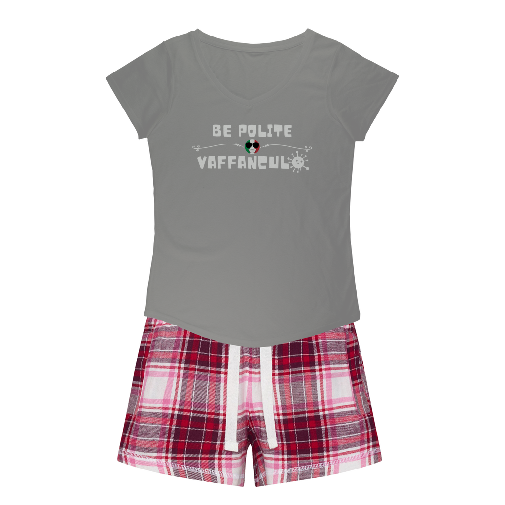 Be Polite Vaffanculo Girls Sleepy Tee And Flannel Short
