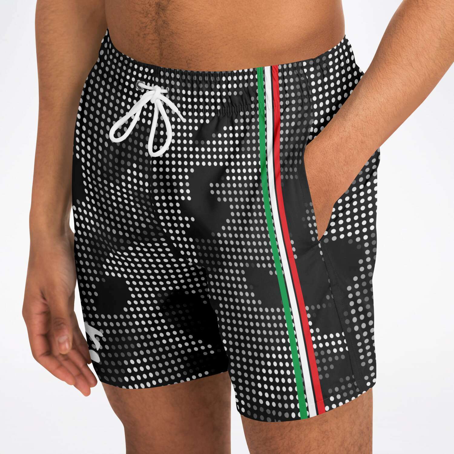 Italia Flag Map Carbon Fiber Camo Swim Trunks Men