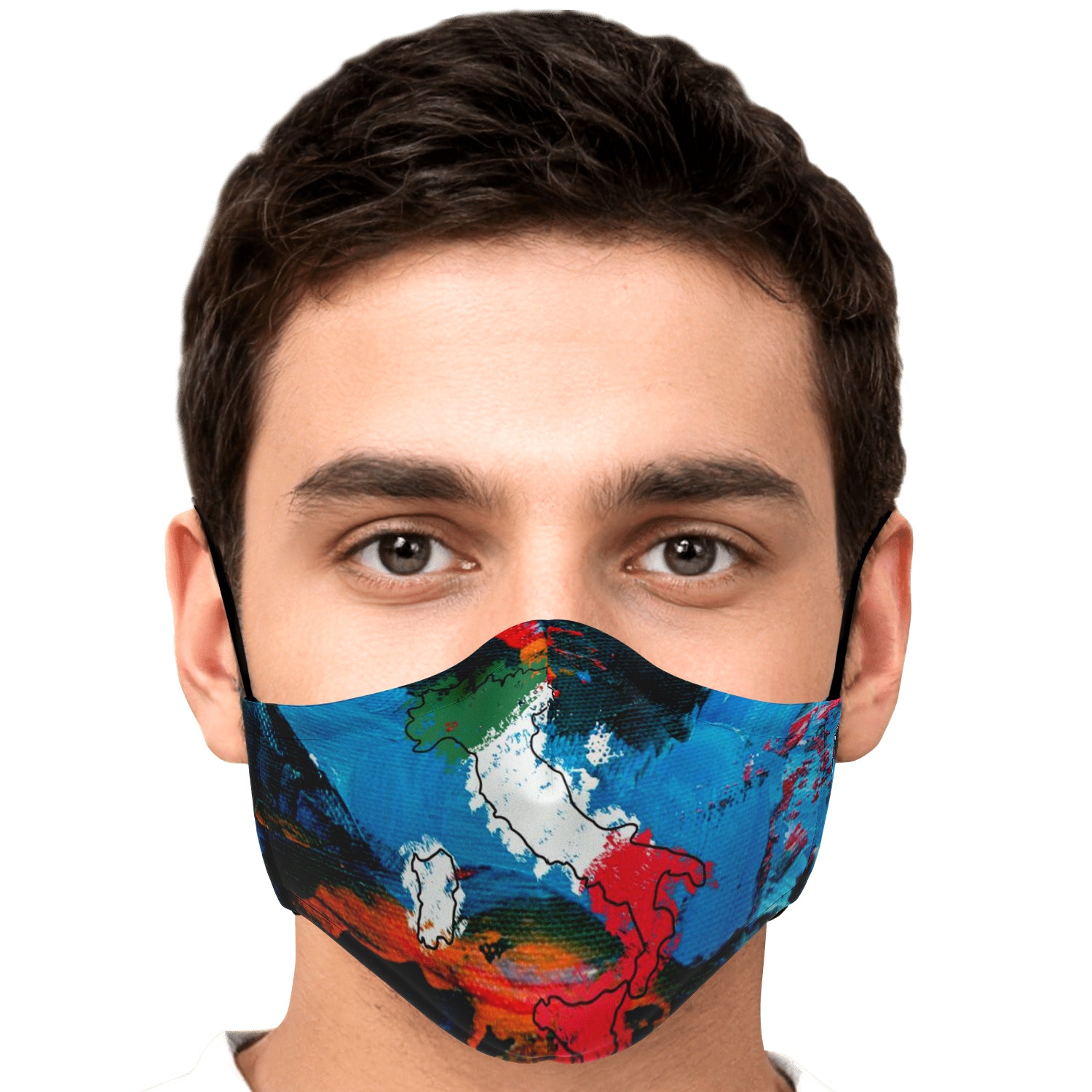 Italy Flag Map Paint Face Mask + 2 PM 2.5 Filters