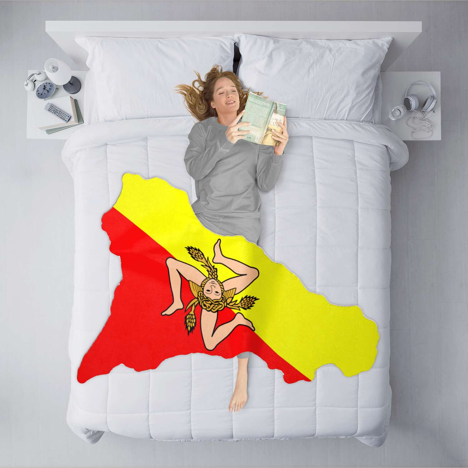 Sicilian Flag Map Free Form Microfiber Fleece Blanket