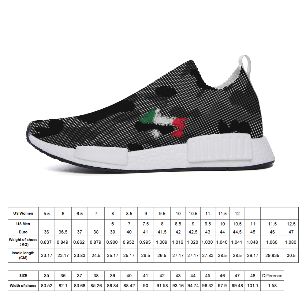 Italy Paint Flag Map Carbon Grey Camo Sneakers