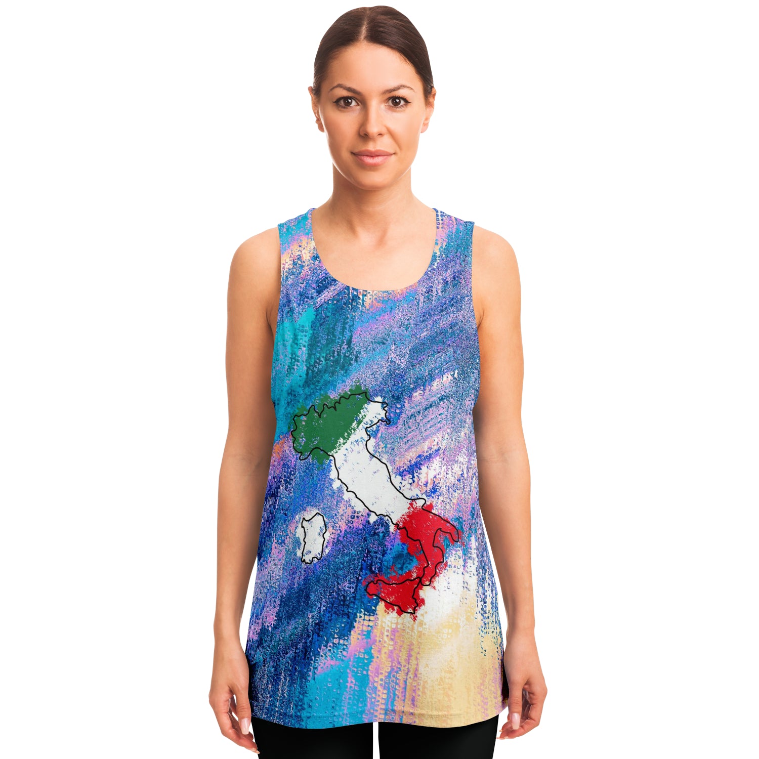 Italy Flag Map Paint Unisex Tank