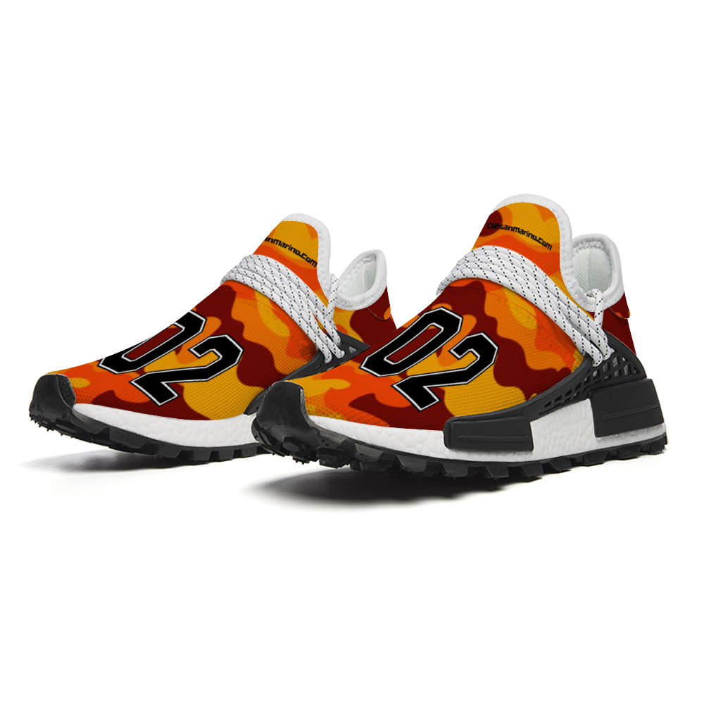 02 Orange Camo Unisex Mid Top Breathable Non-Slip Sneakers