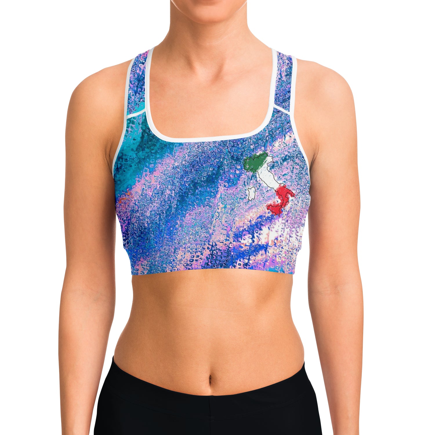 Italy Flag Map Paint Sports Bra