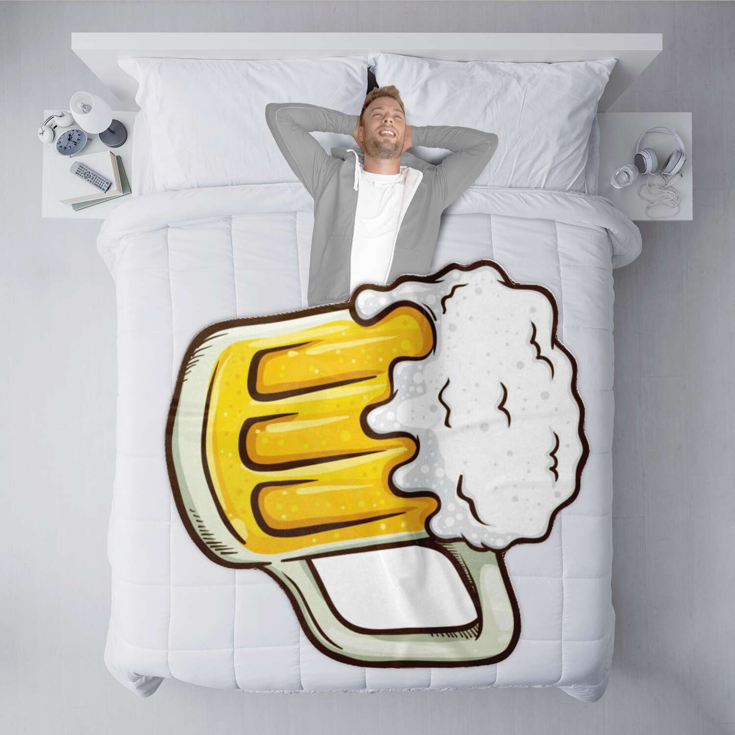 Beer Mug Freeform Microfiber Fleece Blanket