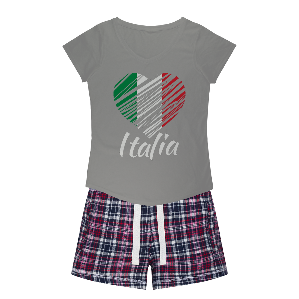 I Love Italy Girls Sleepy Tee and Flannel Short