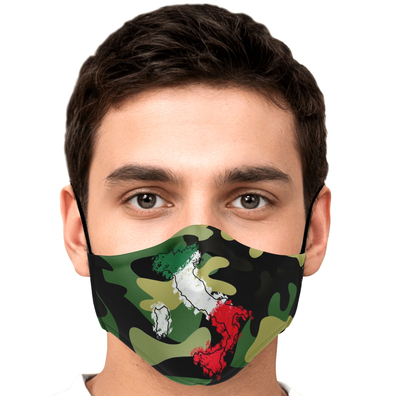 Italy Flag Map Paint Green Camo Face Mask + 2 PM 2.5 Filters