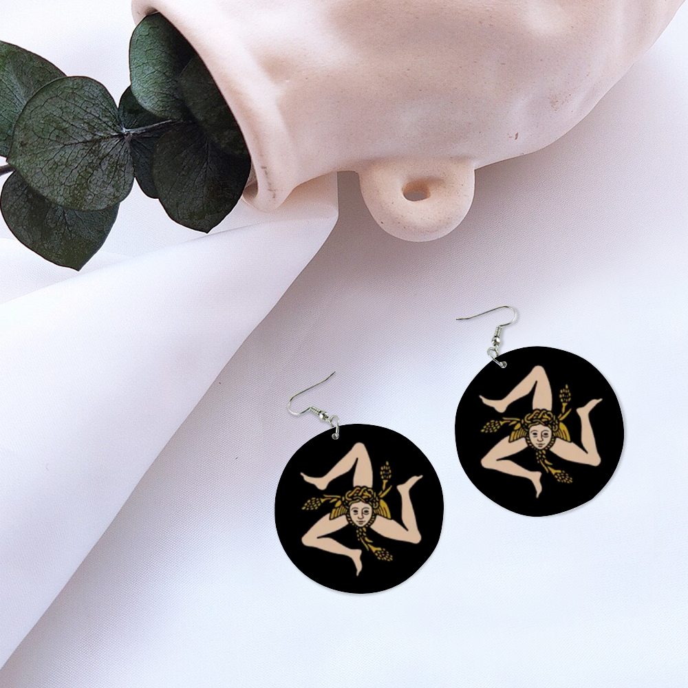 Sicilian Round Wooden Earrings