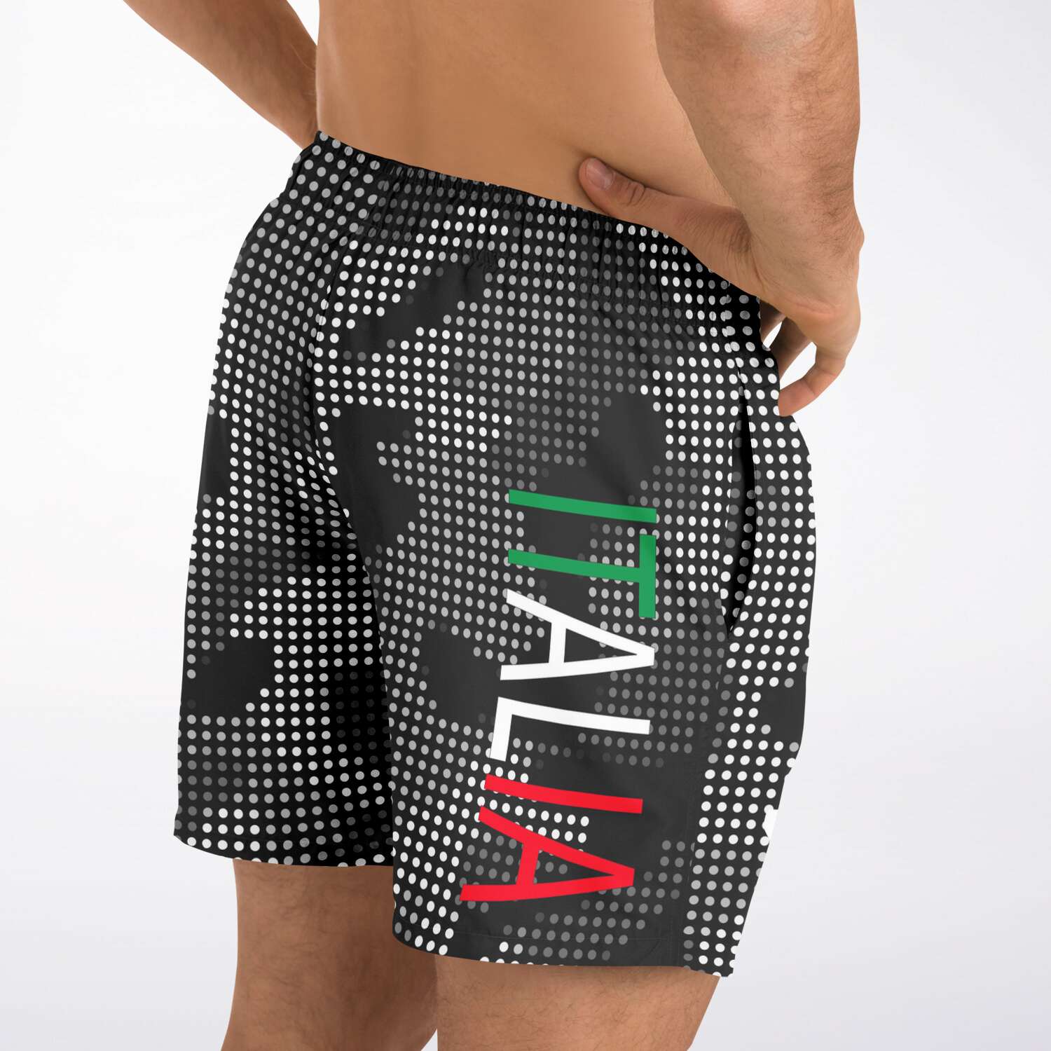 Italia Flag Map Carbon Fiber Camo Swim Trunks Men