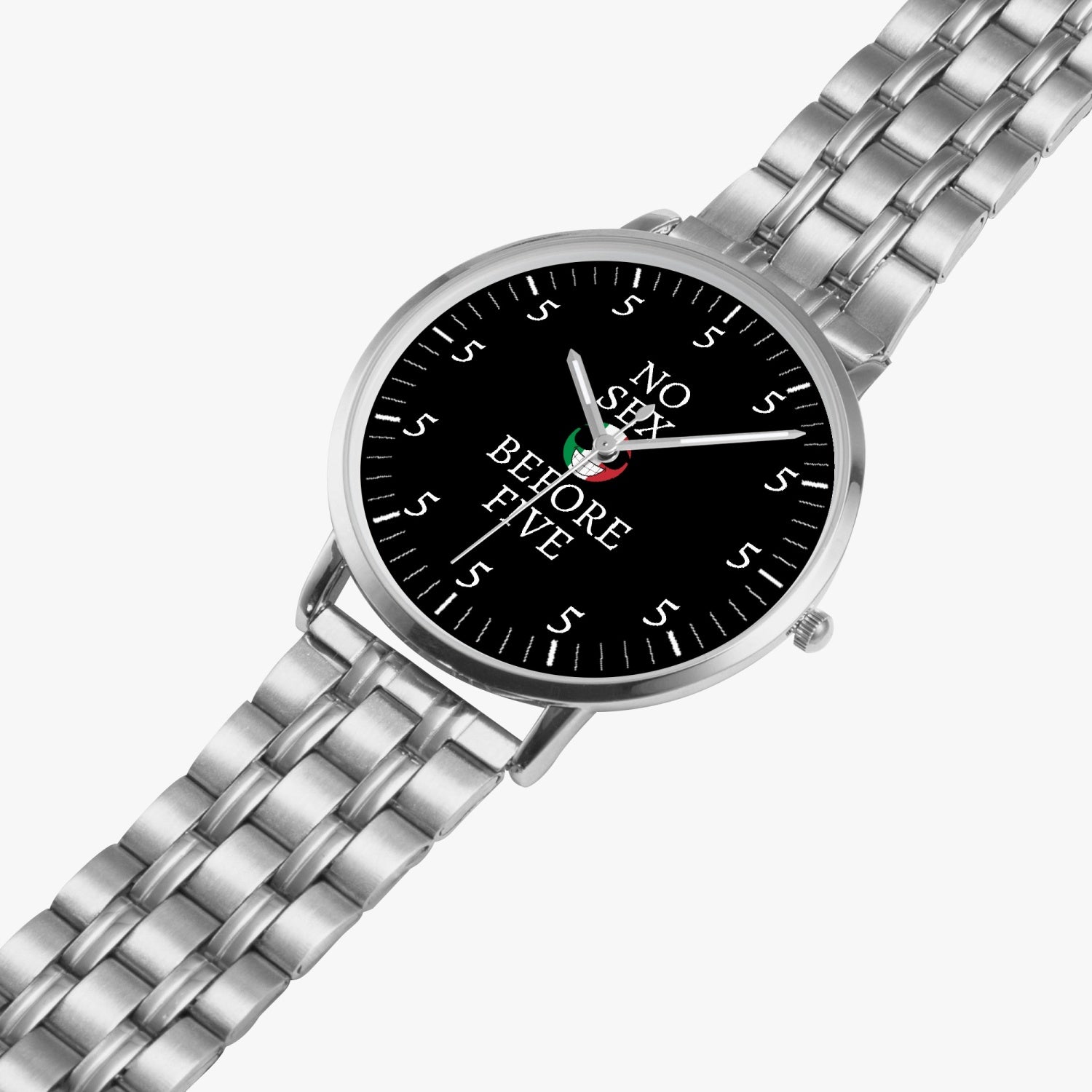 No Sex Before Five Steel Strap Quartz watch