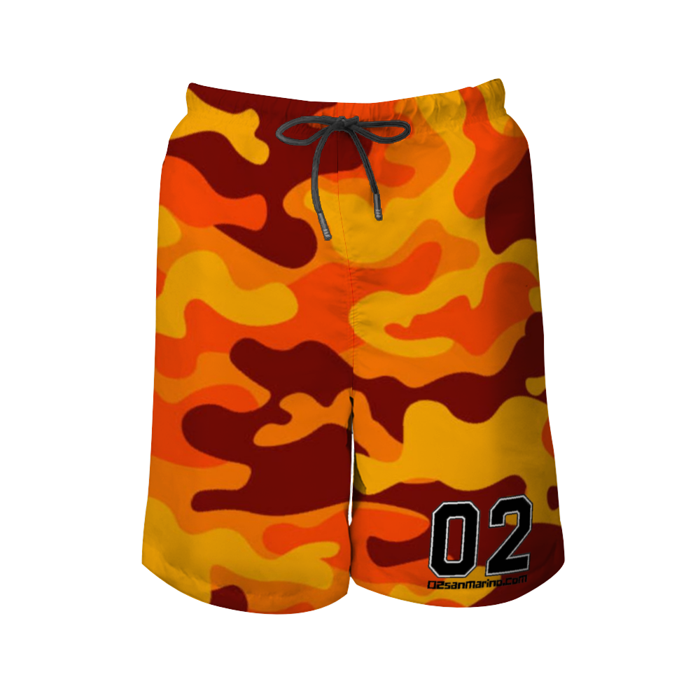 02 Orange Camo Men's Quick Dry Swim Trunks Beach Shorts