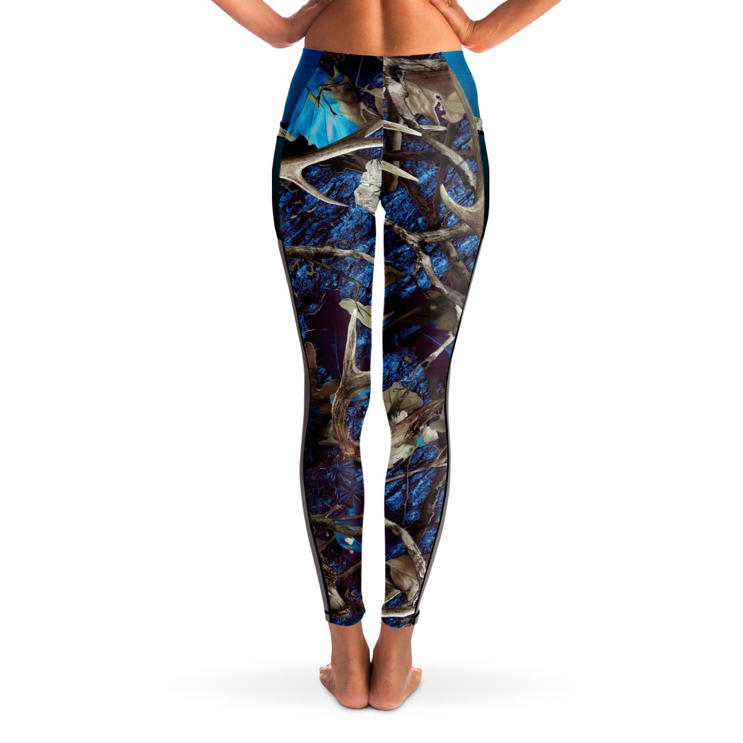 Blu Camo Mesh Pocket Leggings