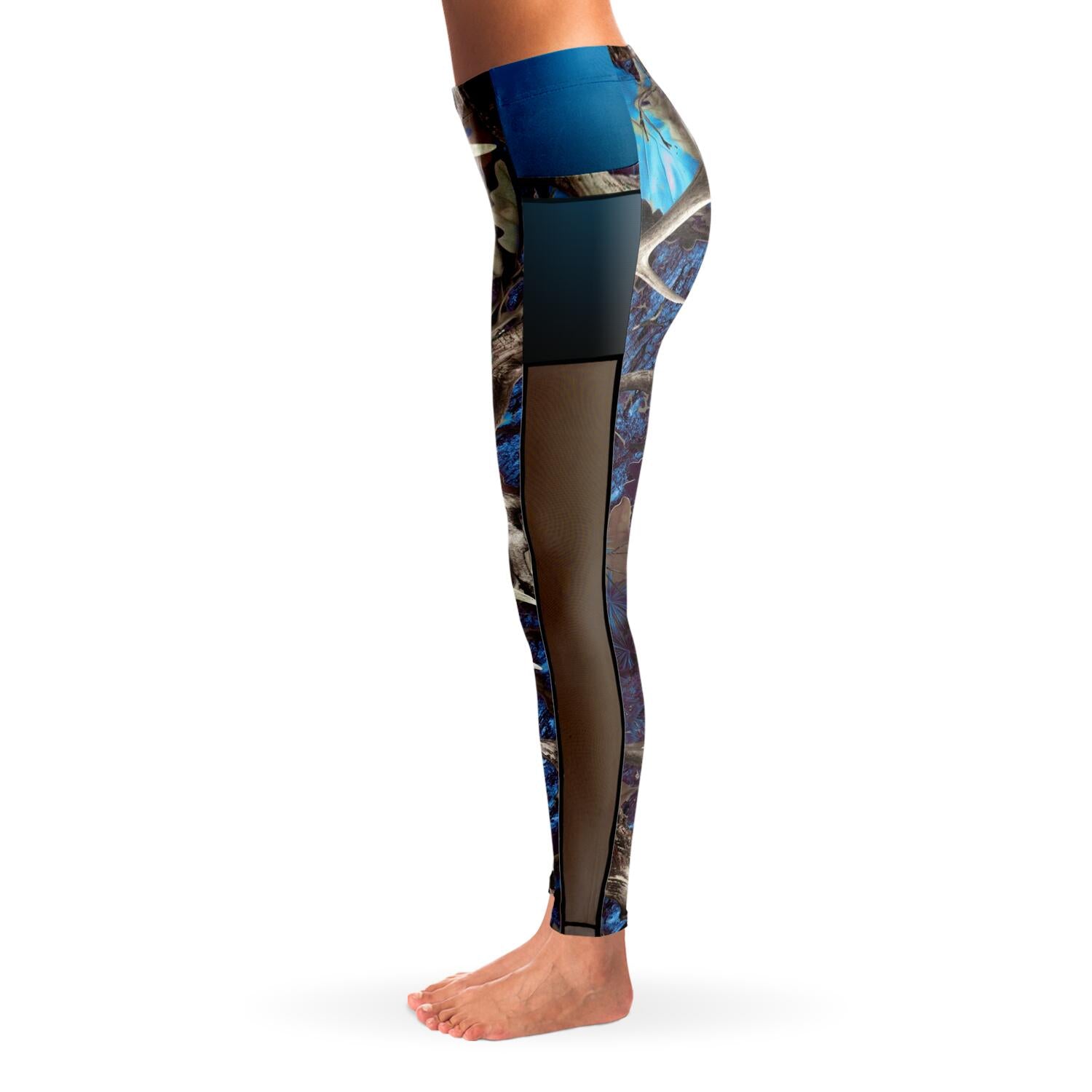 Blu Camo Mesh Pocket Leggings