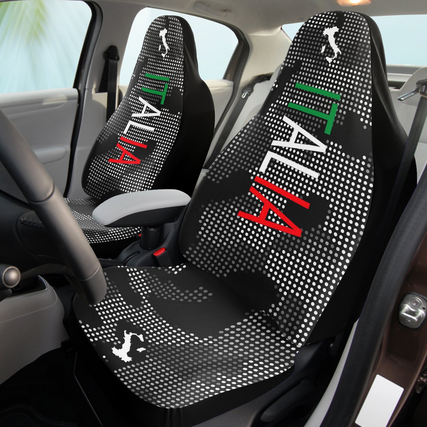 Italia Carbon Grey Car Seat Covers (Set Of 2)