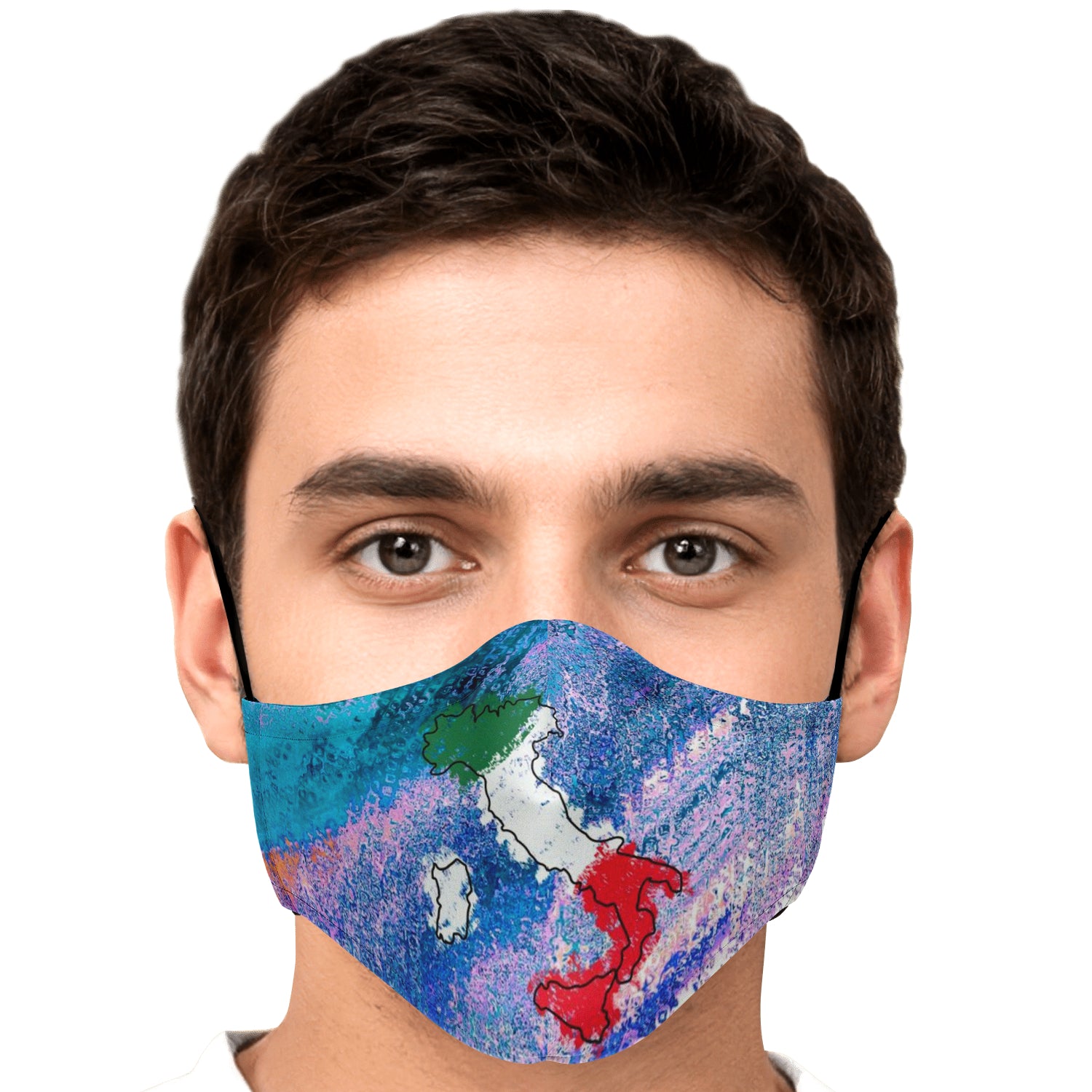 Italy Flag Map Paint Colors Face Mask + 2 PM 2.5 Filters