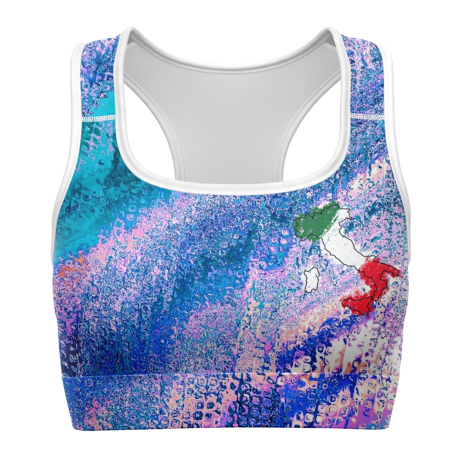 Italy Flag Map Paint Sports Bra